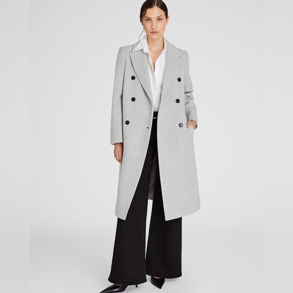 ViCOLO Wool Handmade Heather Grey Gray Double Breasted Long Midi Coat Peacoat - Picture 5 of 17